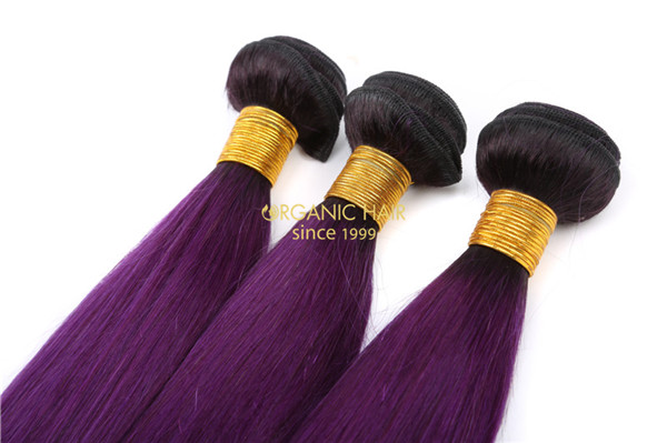 Purple color virgin remy human hair extensions